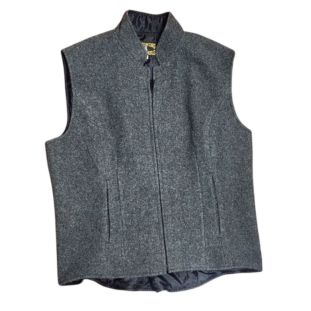 Wyoming Traders Sierra Wool Vest Womens Medium Gray Zip Mock Collar Tailored